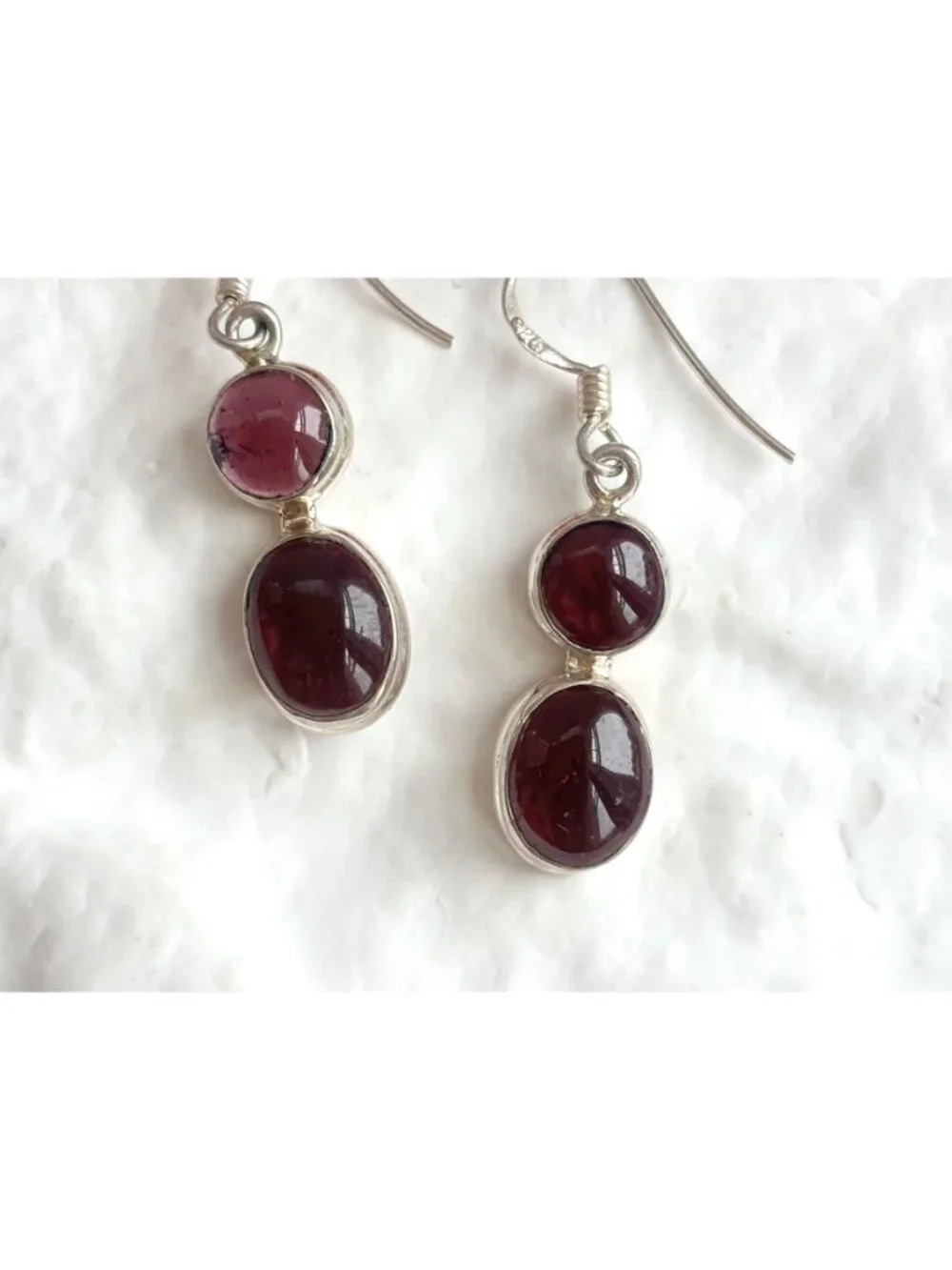Natural Amethyst Cabochon Gemstone Vintage Sterling Silver 925 Earrings